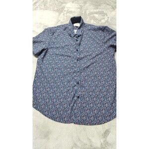 Con.Struct Mens Large Slim Fit 4-Way Stretch Floral Pattern Button Down Shirt